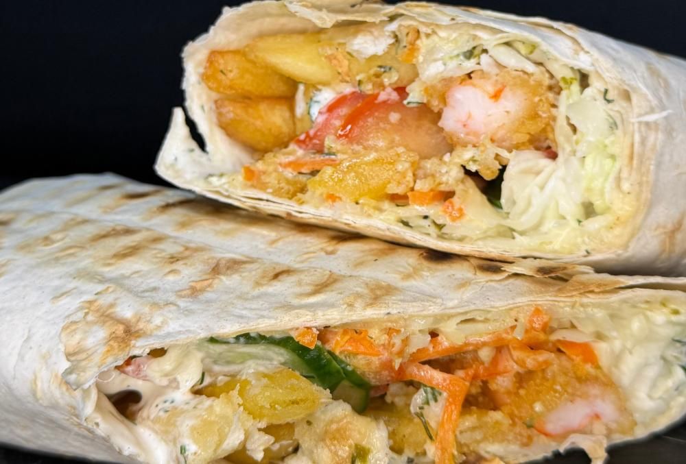 Шаурма с креветкой и фри 